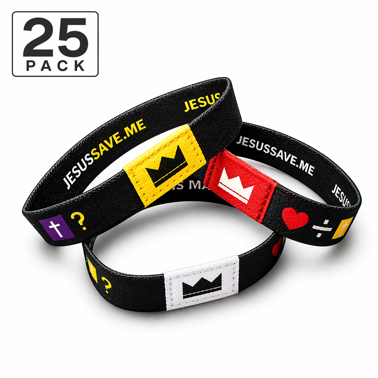 25 Pack, Emoji-vangelism TAP Wristbands - 210Apparel