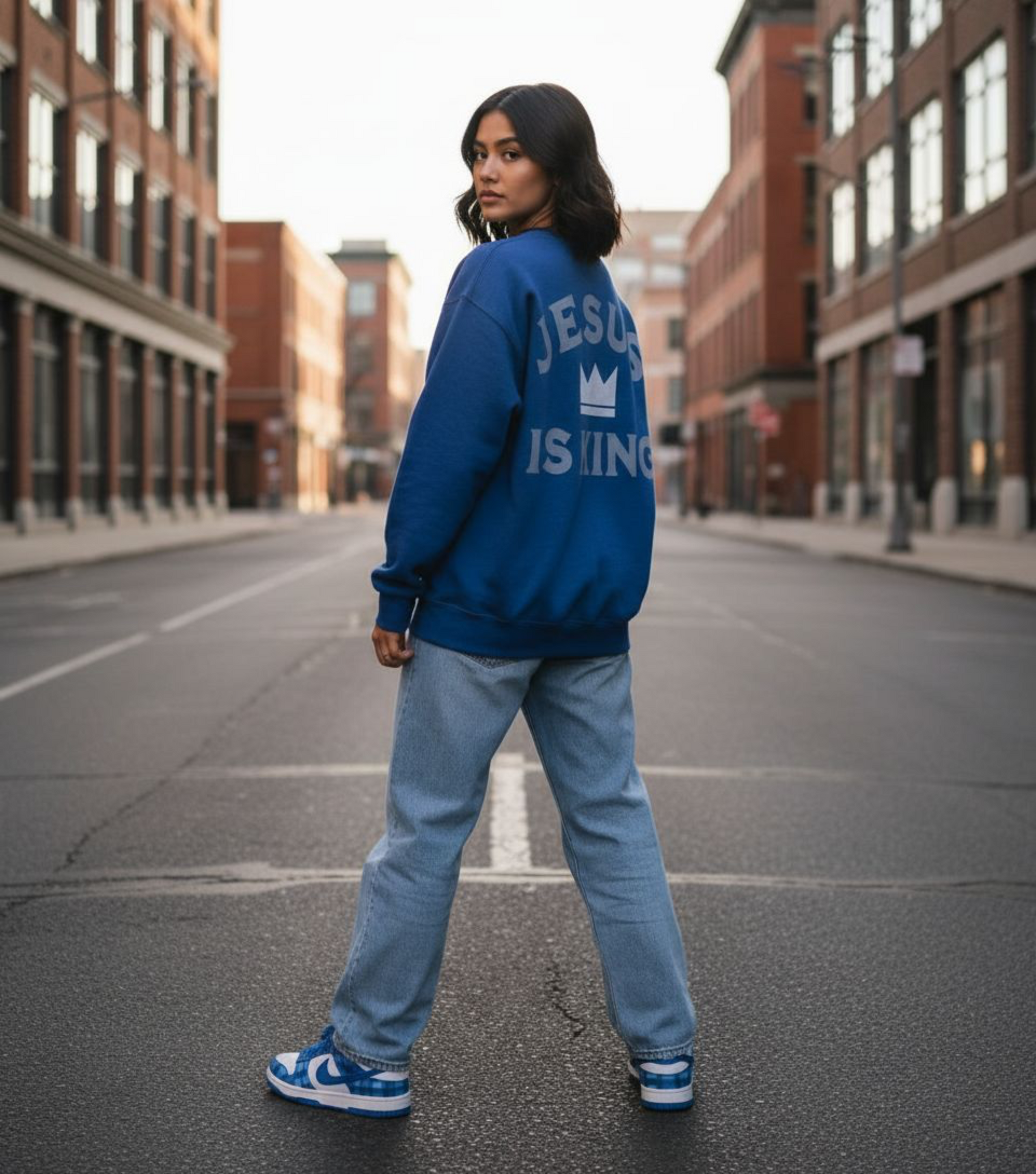 Jesus Is King Bleached Heathered Blue - 210Apparel