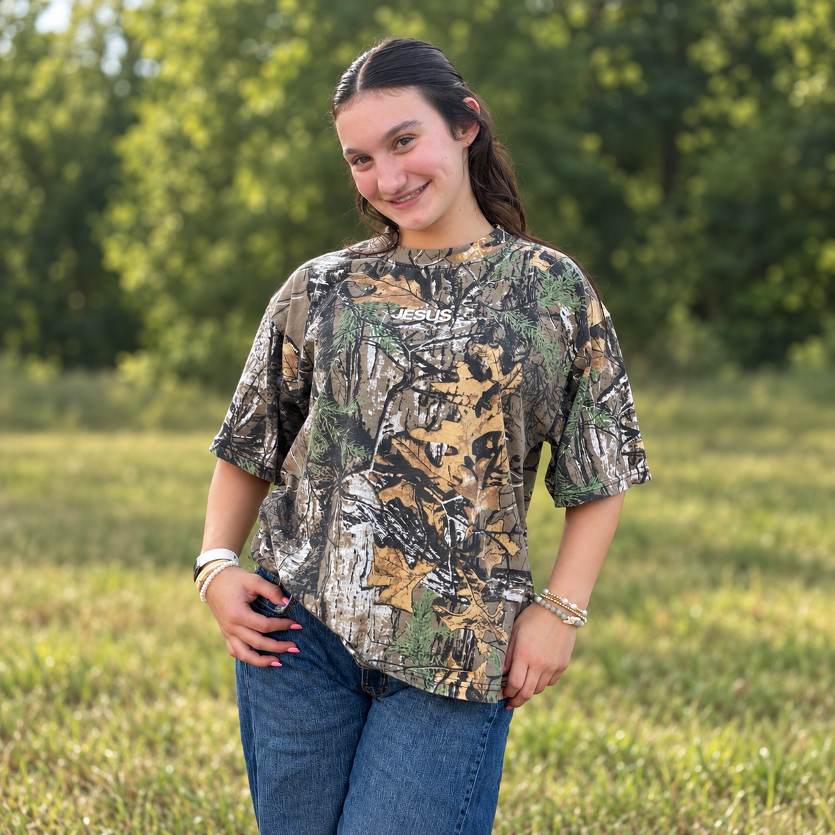 Jesus Changes Everything Oversized Camo Tee