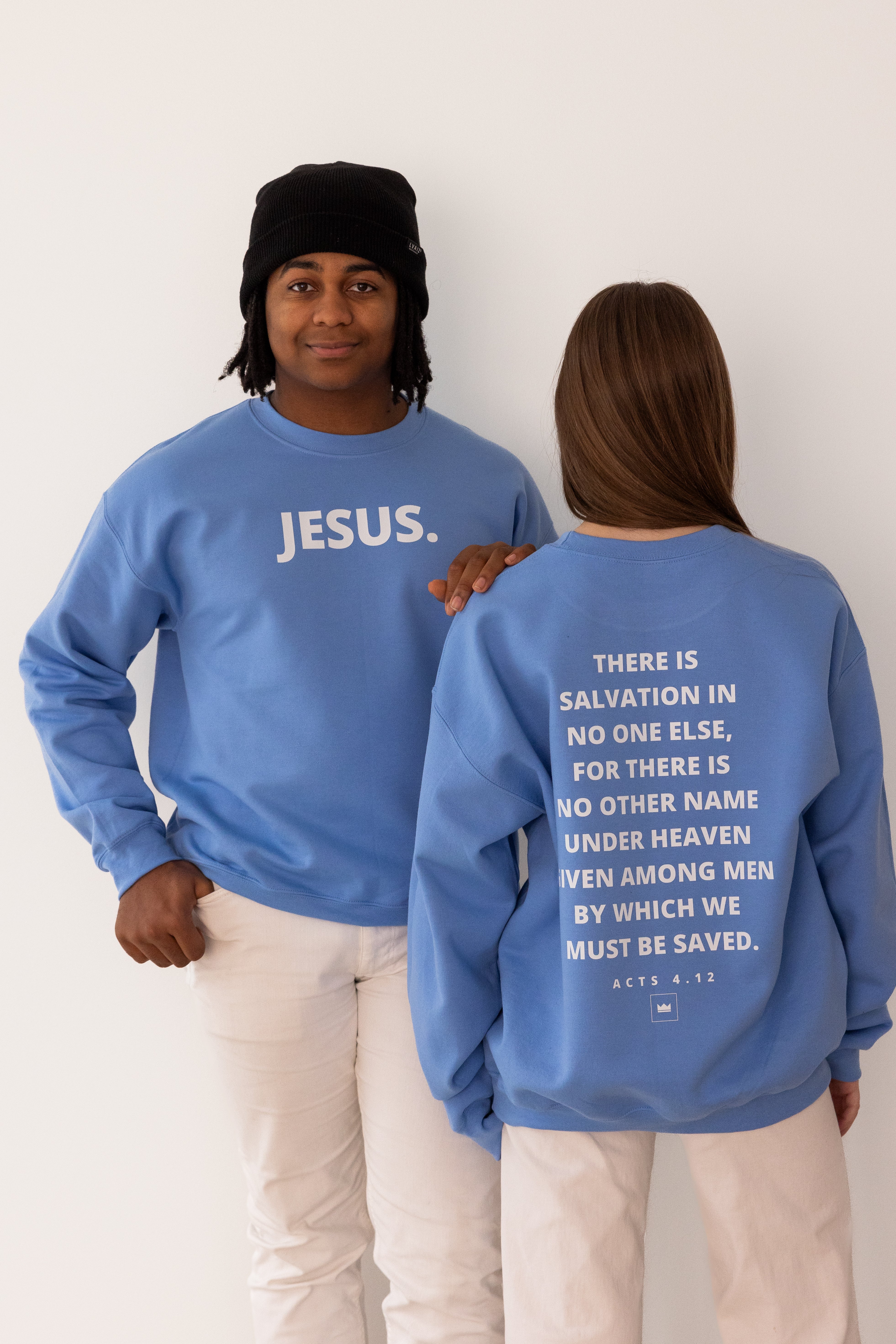 JESUS. Carolina Blue and White