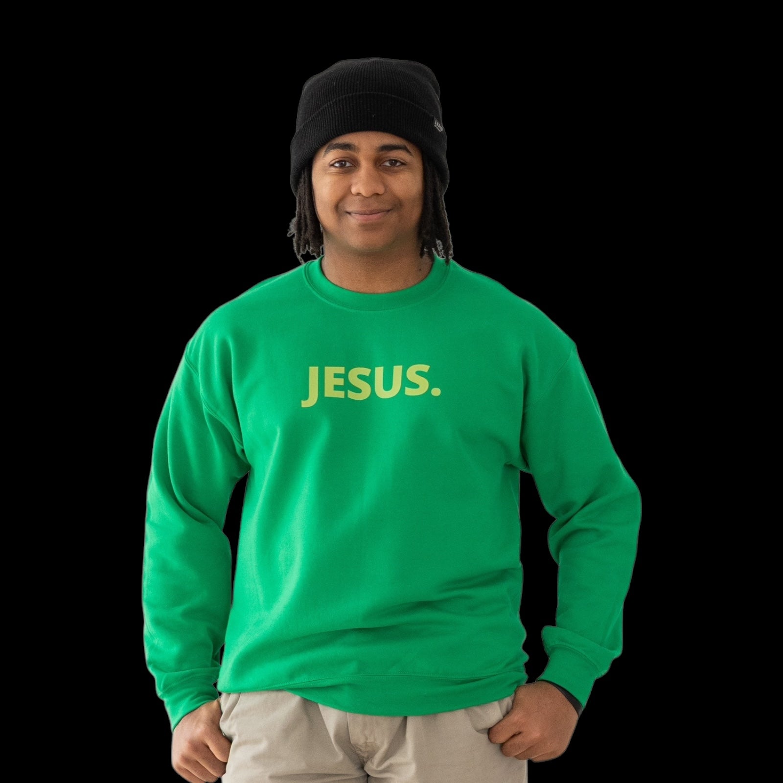 Guys Jesus. Crew Neck Sweatshirt Green